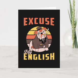 Tarjeta Bulldog inglés disculpa mi inglés vintage Funny