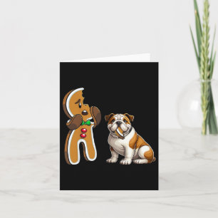 Tarjeta Bulldog inglés divertido mordiendo jengibre alegre