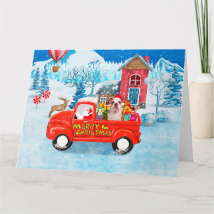 Tarjeta Bulldog Inglés en Camión de Entrega de Navidad Nie