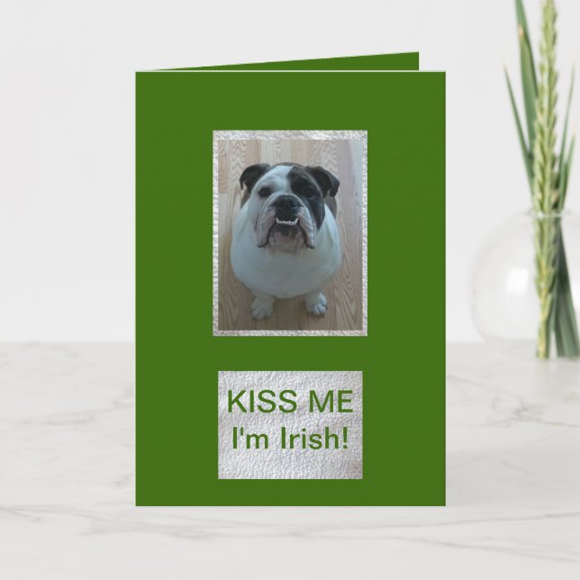 Tarjeta Bulldog inglés ¡Feliz Día de San Patricio! (Anverso)