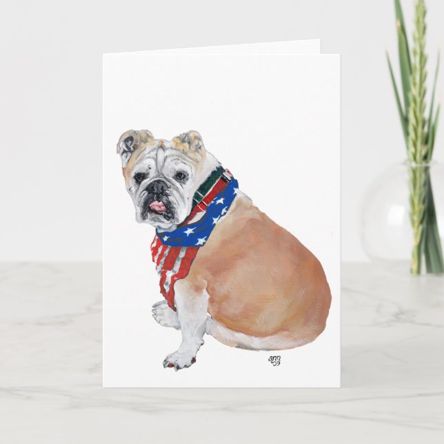 Tarjeta Bulldog Inglés Patriótico (Anverso)