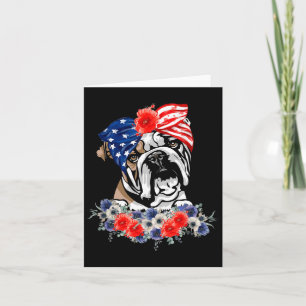 Tarjeta Bulldog Inglés Perro Bandera Americana Patriótica