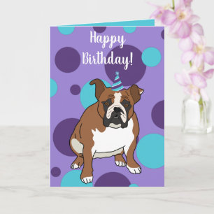 Tarjeta Bulldog inglés personalizable Cumpleaños