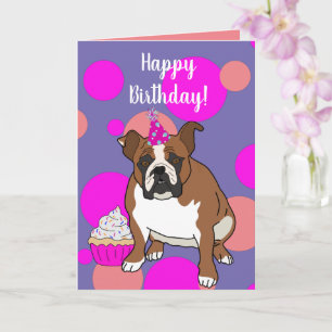 Tarjeta Bulldog inglés personalizable Cumpleaños