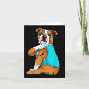 Tarjeta Bulldog inglés que amo a papá vestido de tatuaje, 