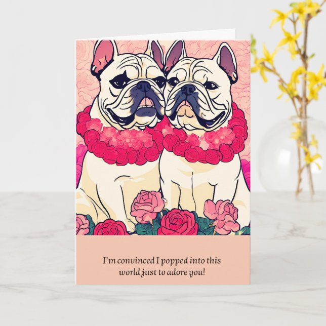 Tarjeta bulldog message happy birthday (flor amarilla)