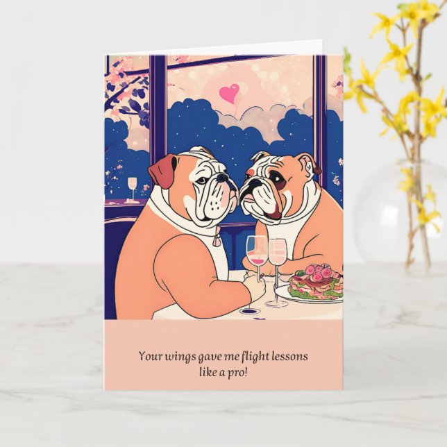 Tarjeta bulldog message happy birthday (flor amarilla)
