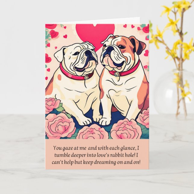 Tarjeta bulldog message happy birthday (flor amarilla)