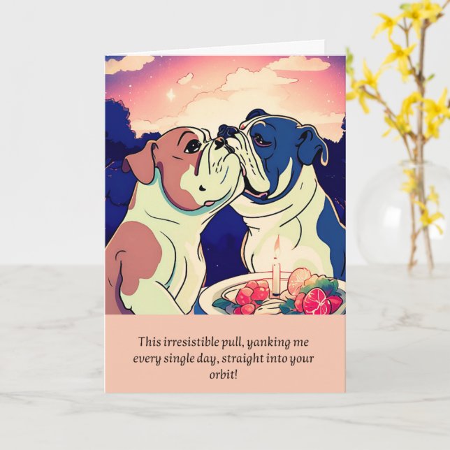 Tarjeta bulldog message happy birthday (flor amarilla)