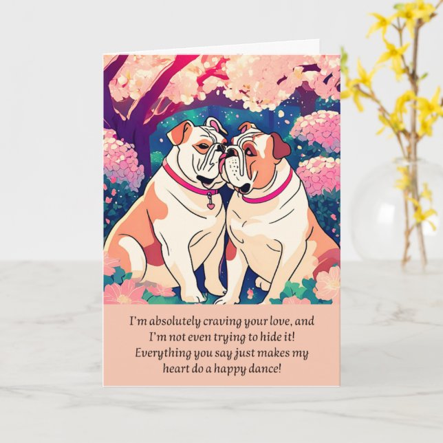 Tarjeta bulldog message happy birthday (flor amarilla)