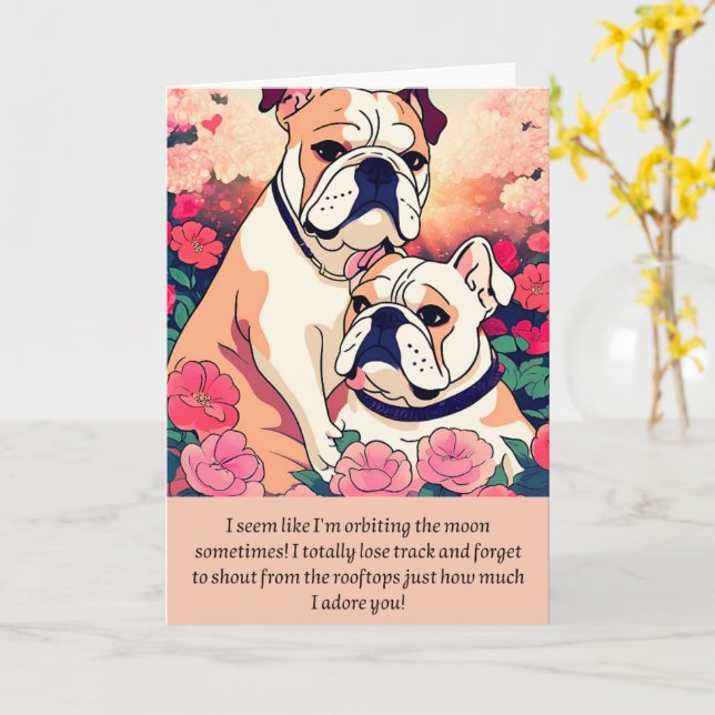 Tarjeta bulldog message happy birthday (flor amarilla)