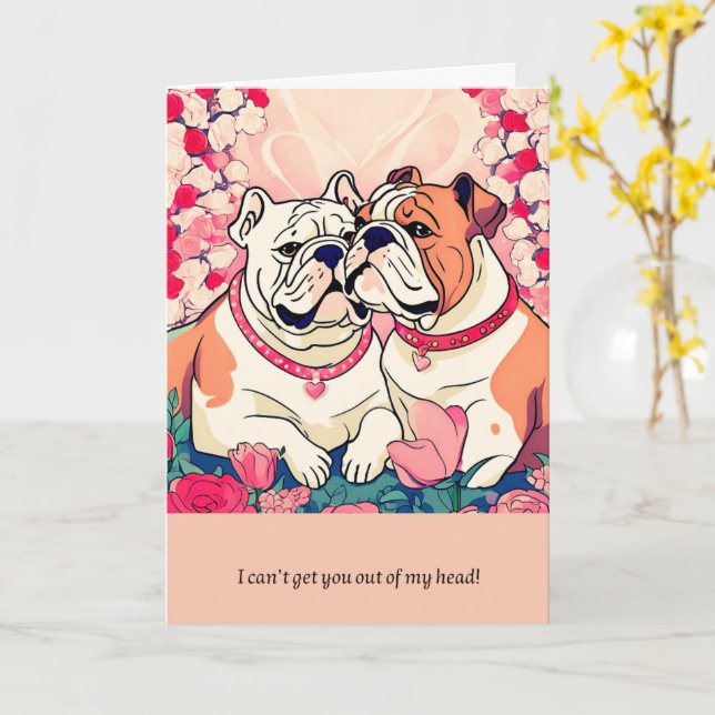 Tarjeta bulldog message happy birthday (flor amarilla)
