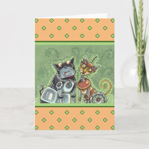 Tarjeta BULLDOG ROBOT ADORABLE Y AMIGO DE LA COLINA Funny