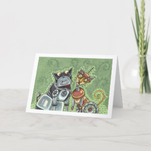 Tarjeta BULLDOG ROBOT ADORABLE Y AMIGO DE LA COLINA Funny