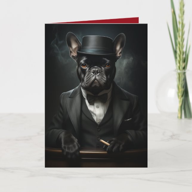 Tarjeta Bulldog sabio de caballeros en Tux, perros diverti (Anverso)