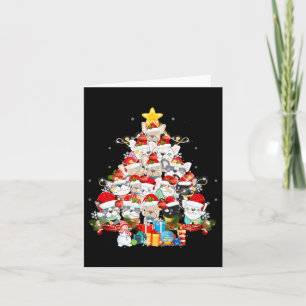 Tarjeta Bulldog Santa Claus Navidad Árbol iluminado Feliz 