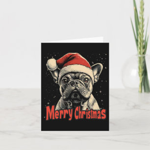 Tarjeta Bulldog Santa Hat Feliz Navidad Navidad Perro Love