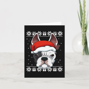 Tarjeta Bulldog Santa Hat Navidades Pajama Cute Perro Feo