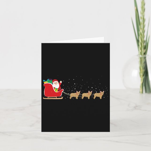 Tarjeta Bulldog Santa Navidades Sleigh - Divertidas navida (Anverso)