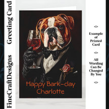Bulldog, Tuxedo, Bow Tie Wine CR8 Personalizado Cu