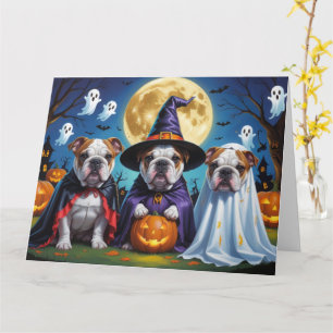 Tarjeta Bulldoges Calabaza Halloween Divertido