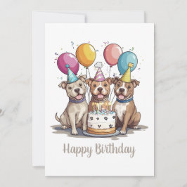 Tarjeta Bulldoges de cumpleaños felices