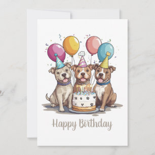 Tarjeta Bulldoges de cumpleaños felices