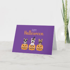Tarjeta Bulldoges franceses felices Halloween