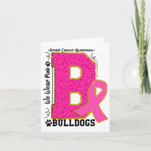 Tarjeta Bulldogs Rosas Conciencia del Cáncer de Seno Bulld