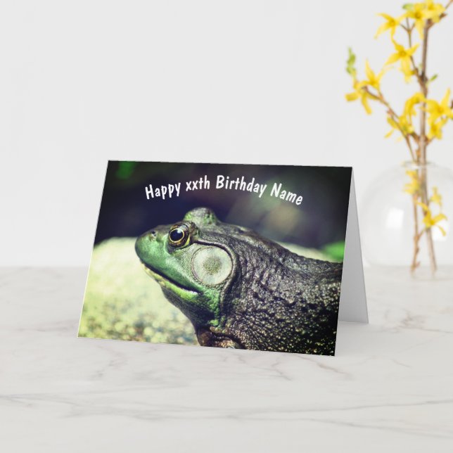 Tarjeta Bullfrog Thoughts Cumpleaños Personalizado (flor amarilla)