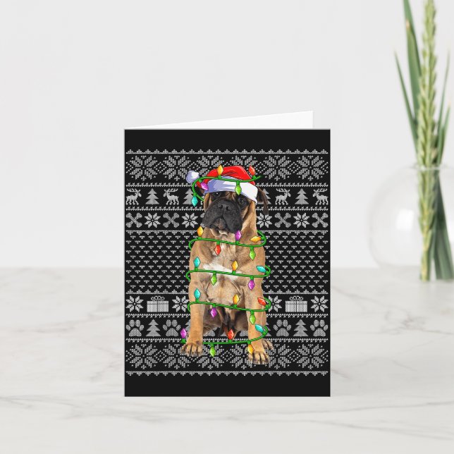 Tarjeta Bullmastiff Christmas Lights Ugly Sweater Funny Pe (Anverso)