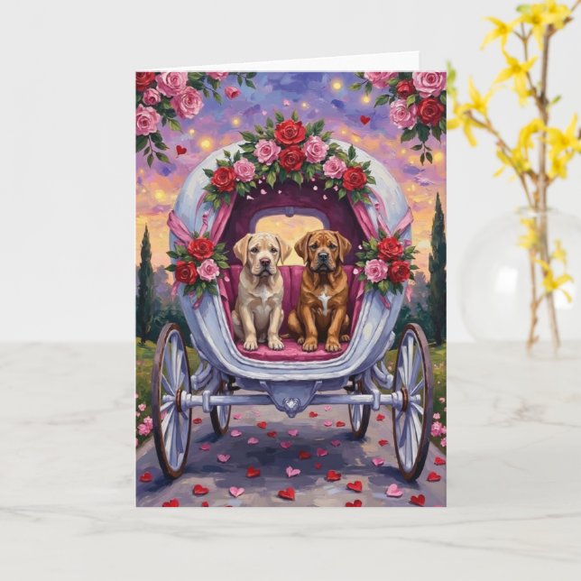 Tarjeta Bullmastiff Dog Valentine's Day  (flor amarilla)