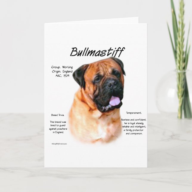 Tarjeta Bullmastiff (rojo) Diseño de historial (Anverso)