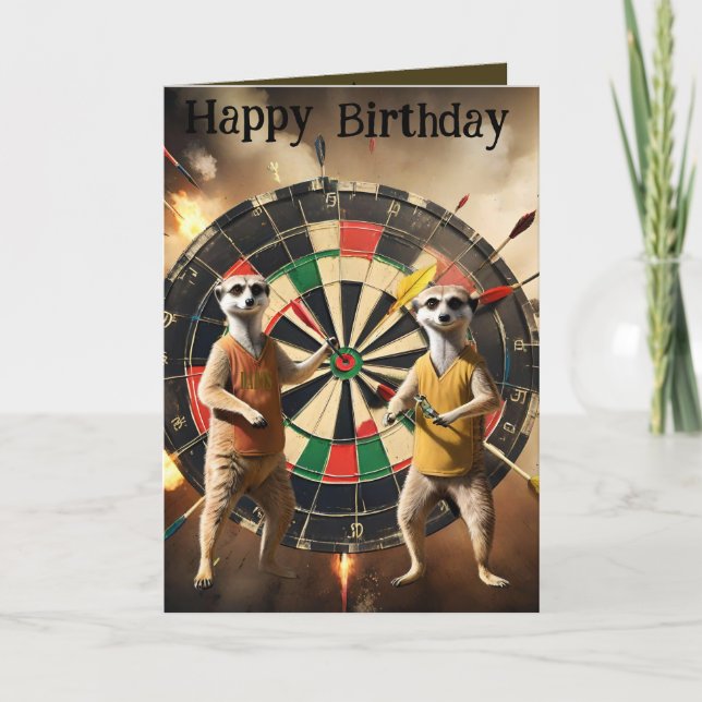 Tarjeta Bullseye Burrow: Jugadores de Meerkat Dart, cumple (Anverso)