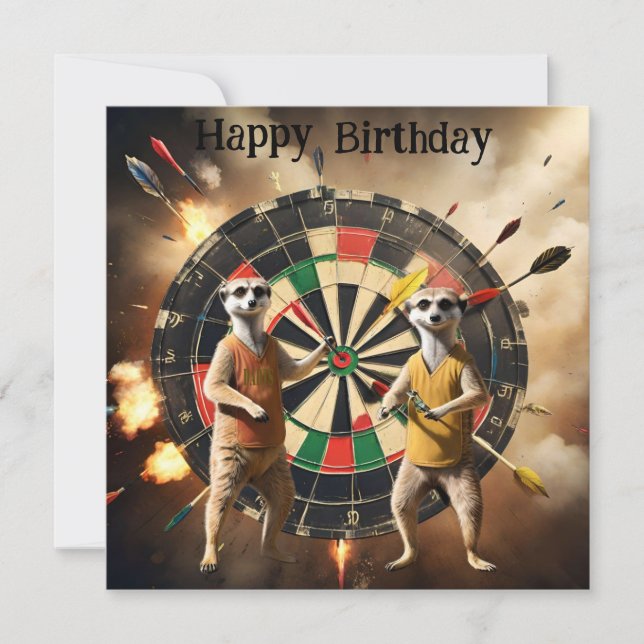 Tarjeta Bullseye Burrow: Jugadores de Meerkat Dart, cumple (Anverso)