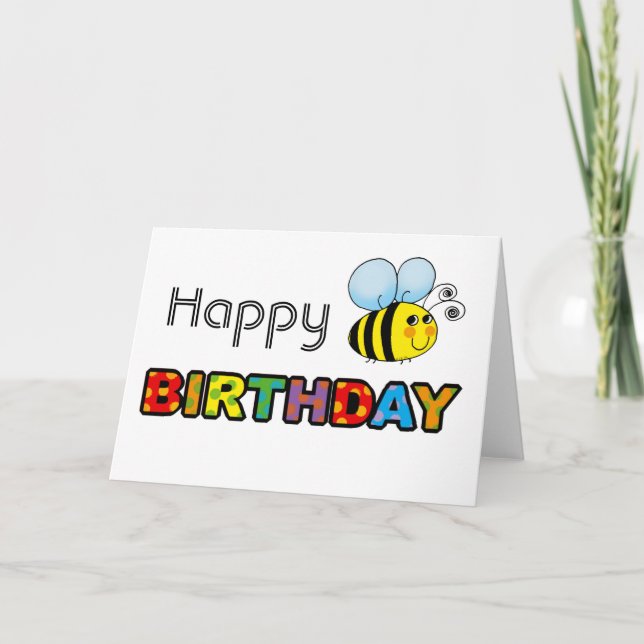 Tarjeta Bumble bee happy birthday (Anverso)