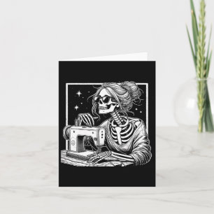 Tarjeta Bun Hair Skeleton Sewer Quilter Halloween Sew Muje
