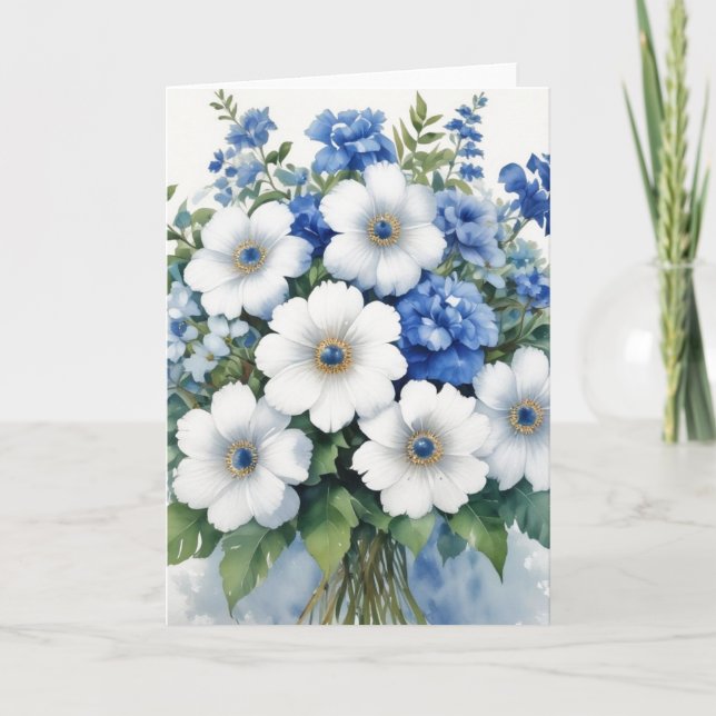 Tarjeta Bunch of Flowers Elegant Watercolor (Anverso)