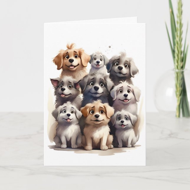 Tarjeta Bunch of Happy Dogs Portrait Blank Greeting (Anverso)