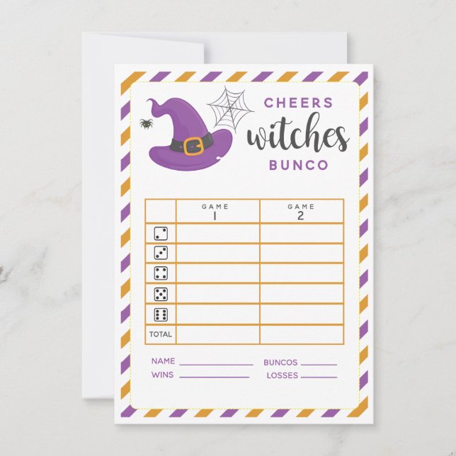 Tarjeta Bunco de Halloween Cheers 2 rondas (Anverso)
