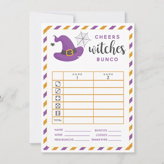 Tarjeta Bunco de Halloween Cheers 2 rondas (Anverso)