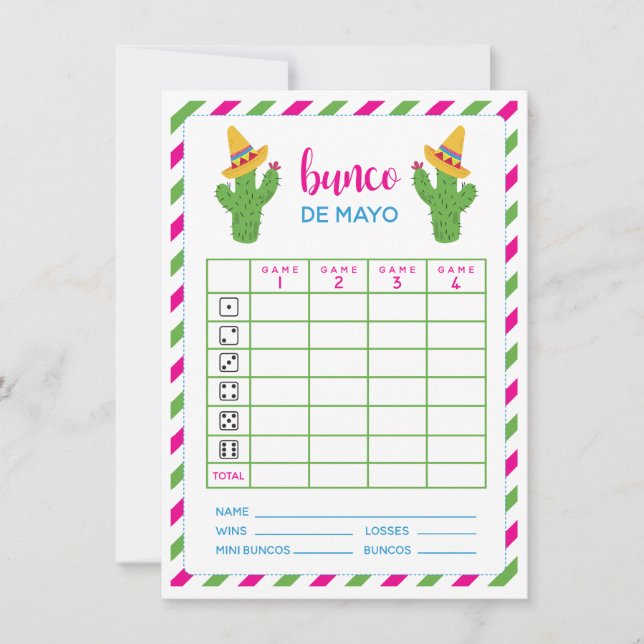Tarjeta Bunco De Mayo May Cinco De Mayo Bunco (Anverso)
