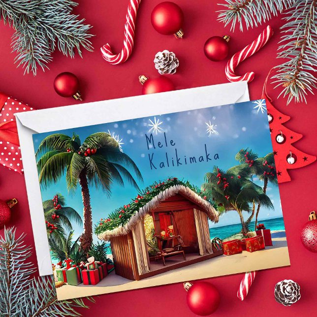 Tarjeta Bungalow en la playa de Navidades de Hawái (Subido por el creador)