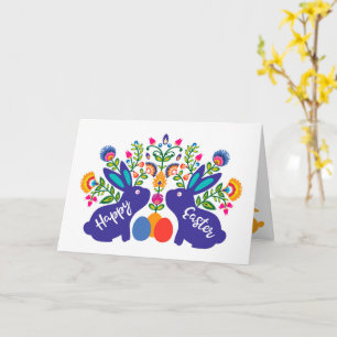 Tarjeta Bunnix 🐰 azul con Personalizado táctil folclórico