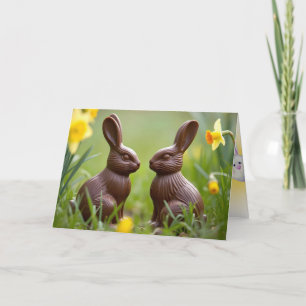 Tarjeta Bunnix De Pascua De Chocolate Con Daffodils