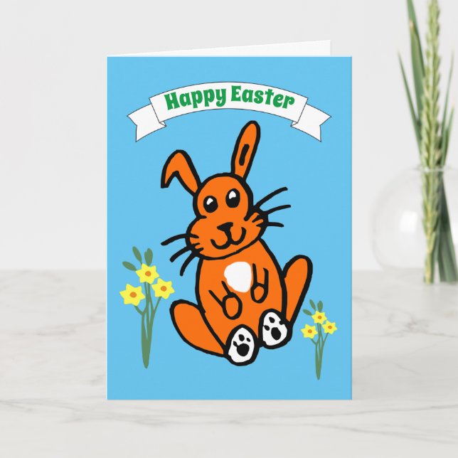 Tarjeta Bunny and Daffodils Easter Card (Anverso)