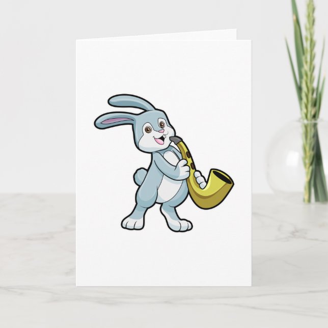 Tarjeta Bunny at Music con saxofón (Anverso)