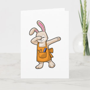Tarjeta Bunny como peluquero con comb y tijera