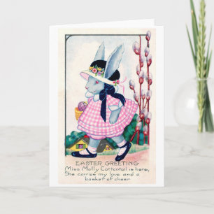 Tarjeta Bunny de moda vintage de Pascua