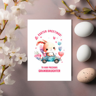 Tarjeta Bunny en el auto Saludos de Pascua a la Nieta
